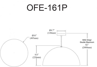 Dainolite Ofelia 1 Light Pendant Small Matte Black/White Lamp|Petit luminaire suspendu Ofelia de Dainolite avec fini noir mat et blanc, et 1 ampoule