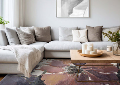 Tapis Amelia Dense Cream Pink Purple Floral Area Rug - 7'10 x 10'10|Carpette dense Amelia crème, rose et violette à motif floral - 7 pi 10 po x 10 pi 10 po