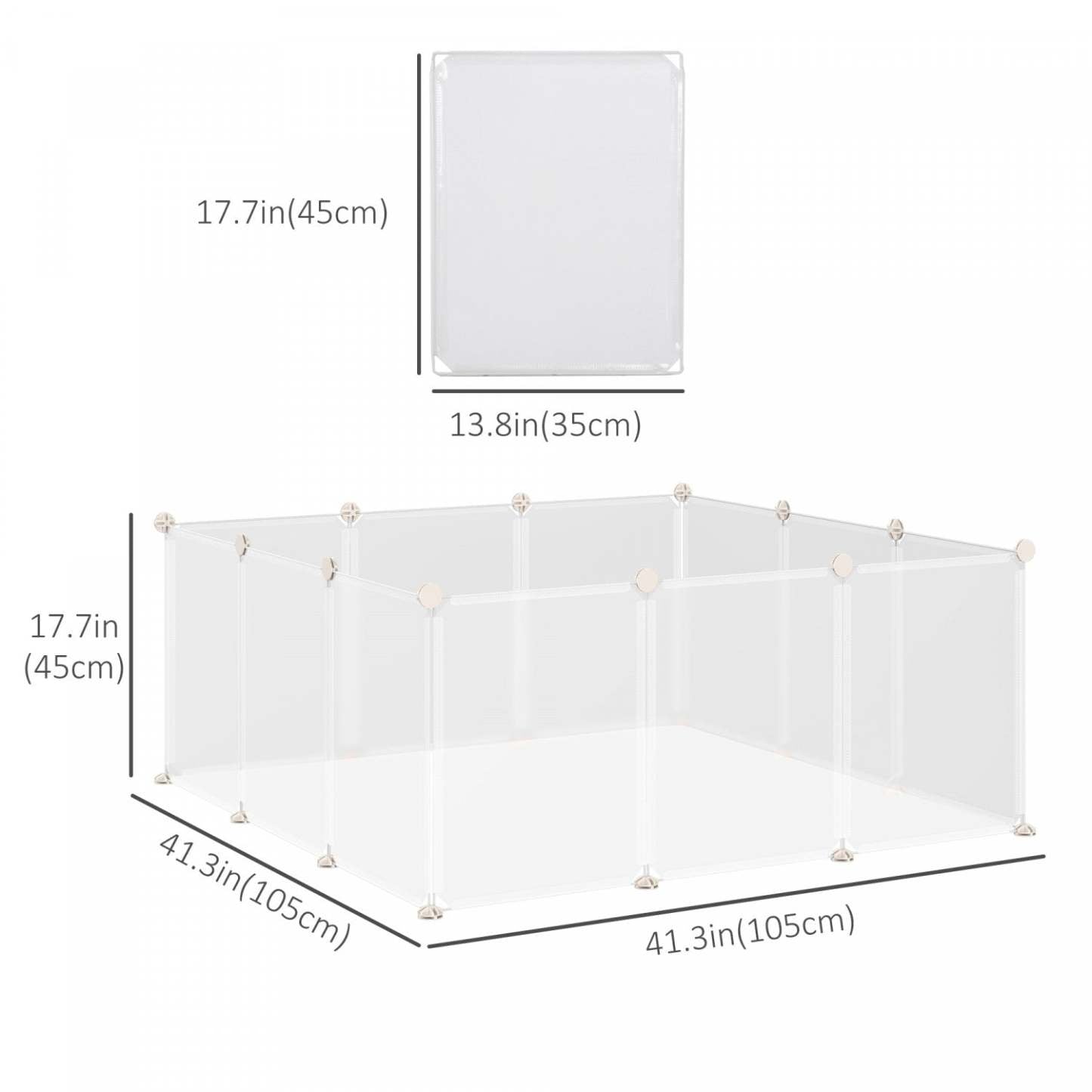 Pawhut Parc Pour Animal Domestique, Cage Pour Petit Animal Cloture Ouverte En Plastique Portable 12