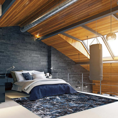 Tapis effet marbre bleu - 244 x 305 cm | Tapis Marble bleue - 244 x 305 cm | D86FGXY3