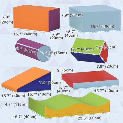 Soozier 7 pièces blocs d'escalade en mousse douce, jouets modulaires d'intérieur pour enfants, ensemble interactif léger pour escalader, rampe, toboggan pour bébé et préscolaire, couleur foncée