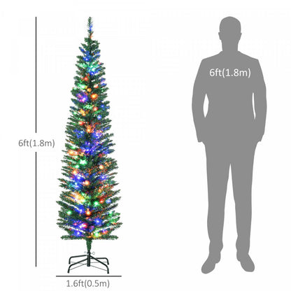 Homcom 6' Pencil Artificial Christmas Tree With Colorful Led Lights|Homcom Arbre De Noël Artificiel De 6 Pi Avec Lumières Led Colorées