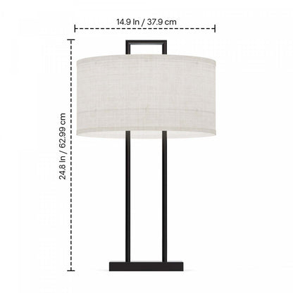 25 Lampe de table moderne noire avec abat-jour texturé | Lampe de table moderne noire de 25 po avec abat-jour texturé