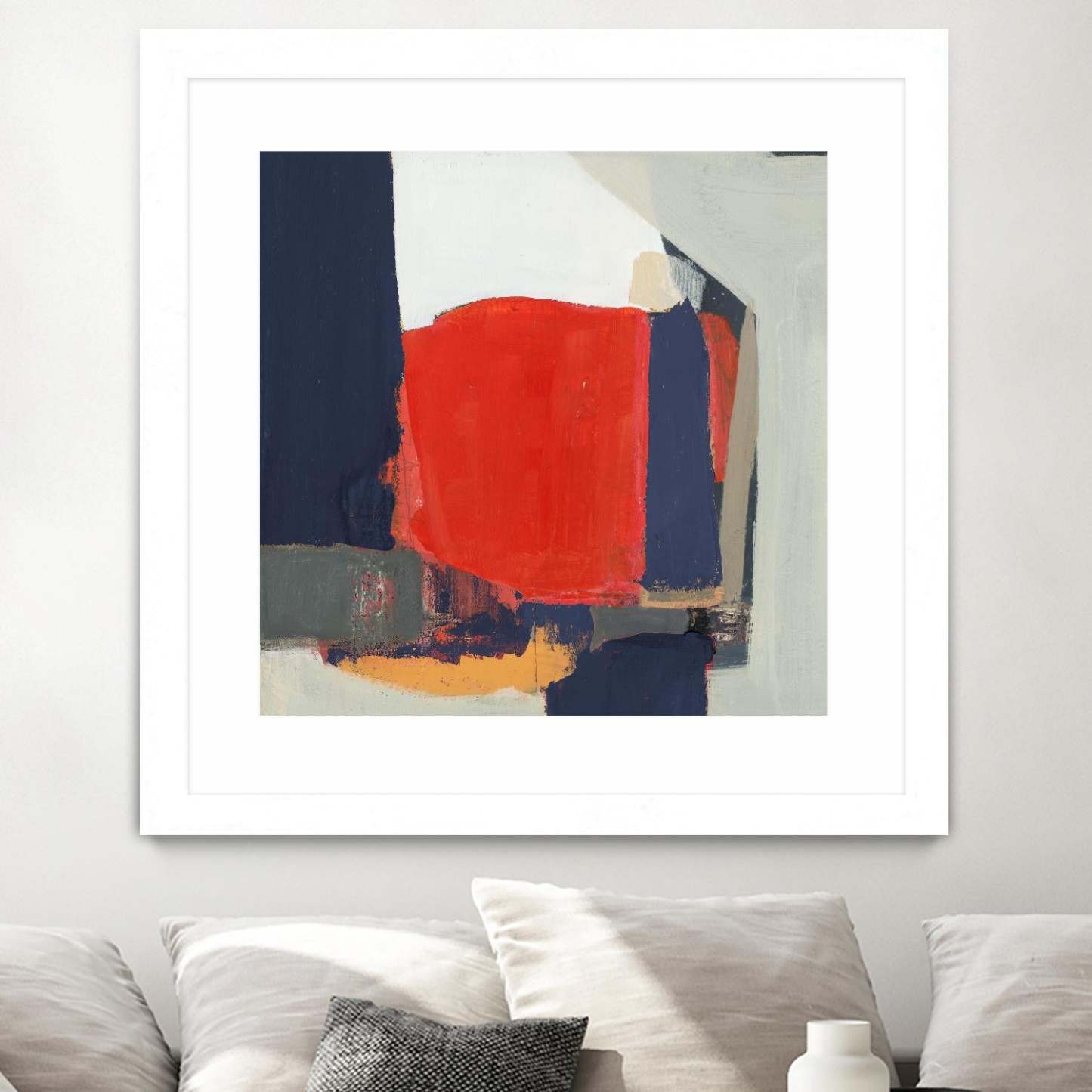 Orange Crush V6 Matted and Framed White 36x36 Wall Art|Œuvre d'art murale imprimée blanche et mate « Orange Crush V6 » 36 x 36