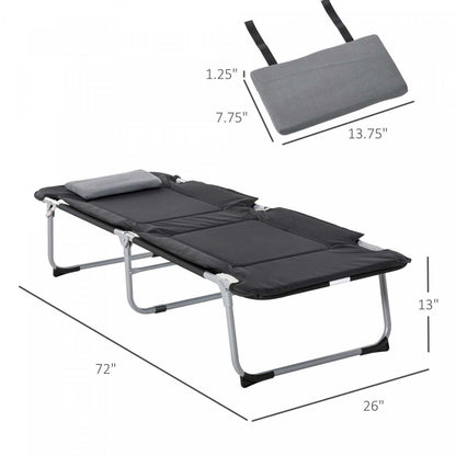Lit de camping pliant Outsunny pour le sommeil en plein air, noir