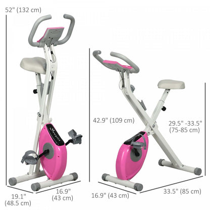 Soozier Velo D'exercice Pliable Avec Résistance Magnétique A 8 Niveaux, Rose