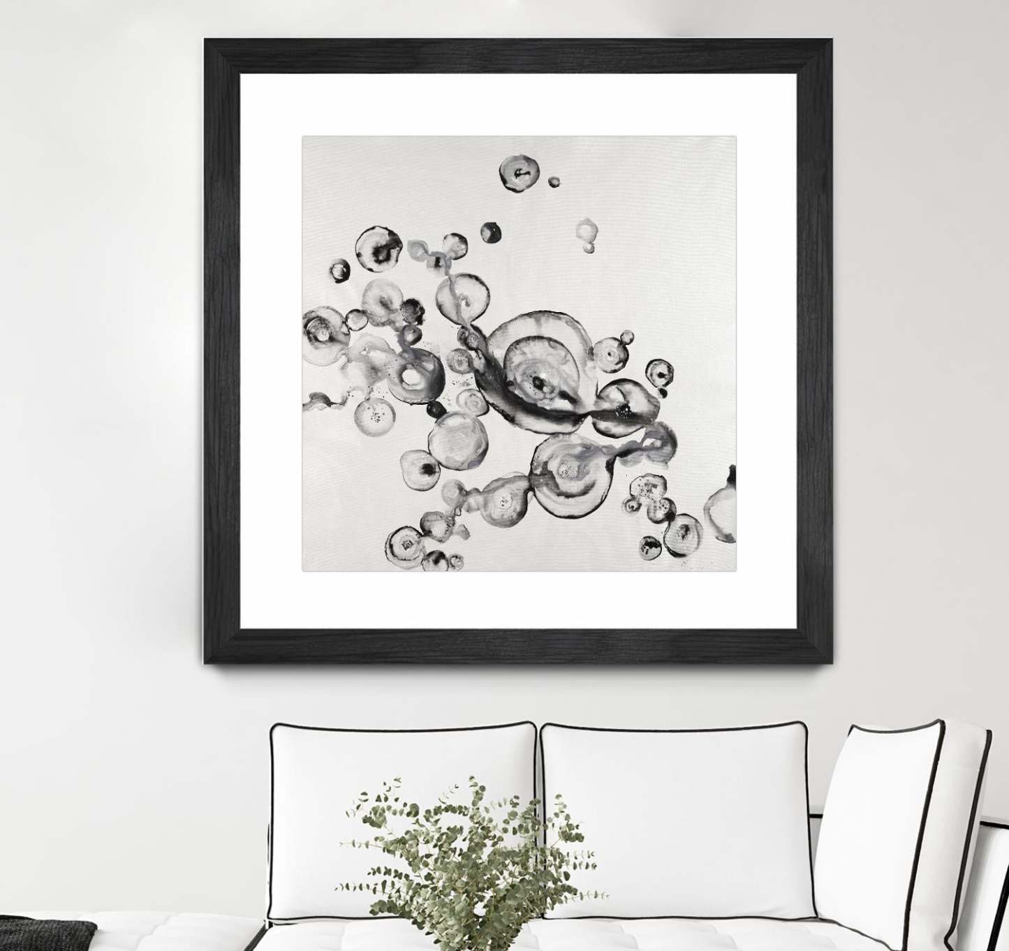 Œuvre d’art murale encadrée noire et mate « Transparent Onyx » 30 x 30