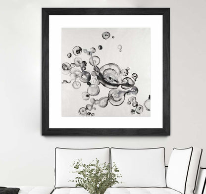 Œuvre d’art murale encadrée noire et mate « Transparent Onyx » 30 x 30