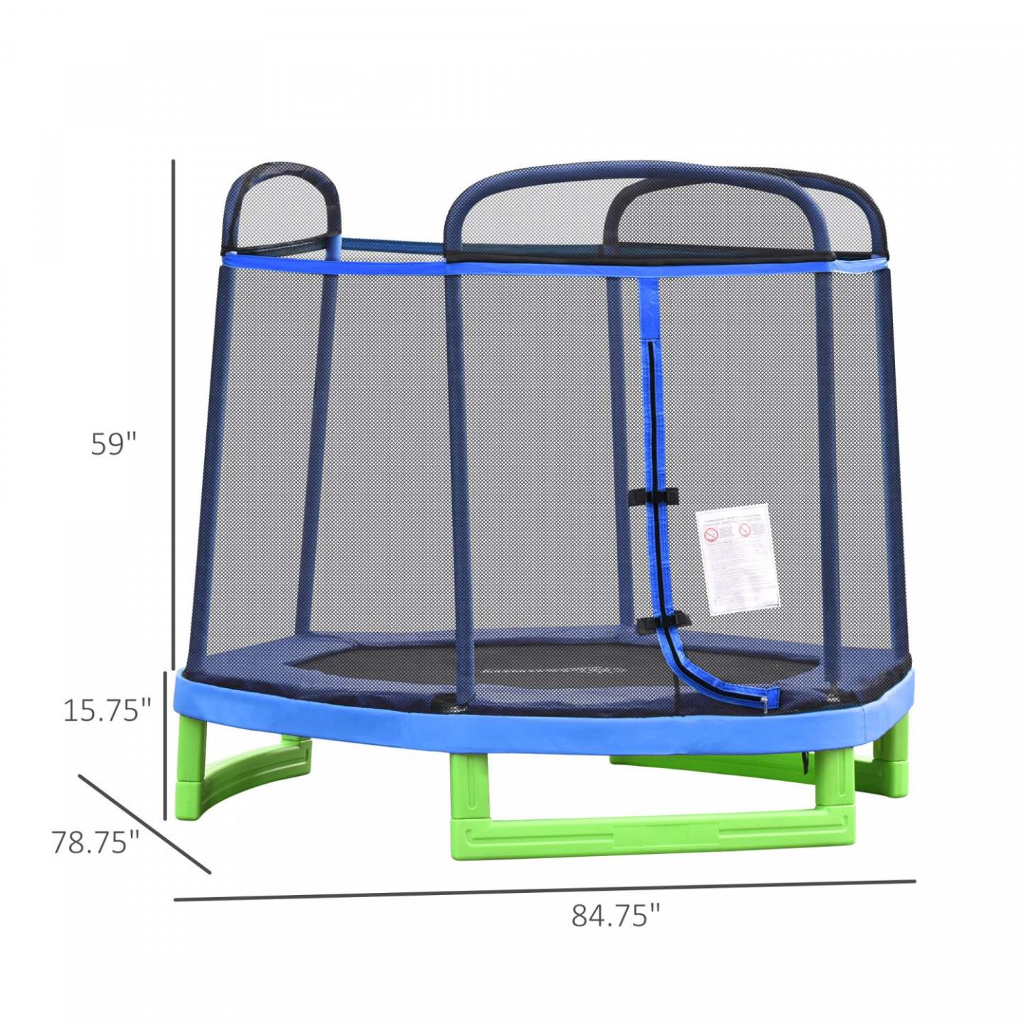 Outsunny Trampoline Pour Enfants De 2,1 M Avec Filet De Sécurité, Jouet De Gymnastique À Ressort Dur