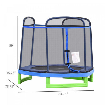 Outsunny Trampoline Pour Enfants De 2,1 M Avec Filet De Sécurité, Jouet De Gymnastique À Ressort Dur