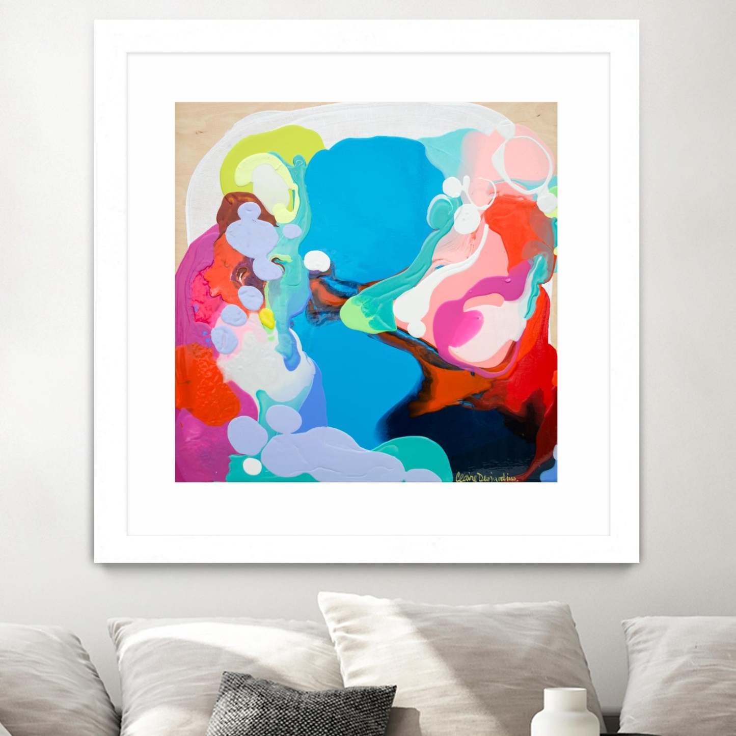 Traveling Back In Time Matted and Framed White 36x36 Wall Art|Œuvre d’art murale encadrée blanche et mate « Traveling Back In Time » 36 x 36