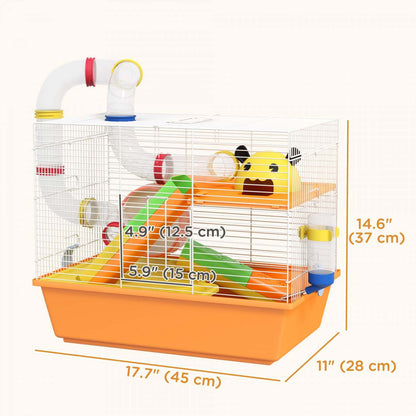 Pawhut Cage Pour Hamster 3 Niveaux Maison Pour Petits Animaux Pour Hamster Nain Cage Gerbille Avec Tunnels Complets