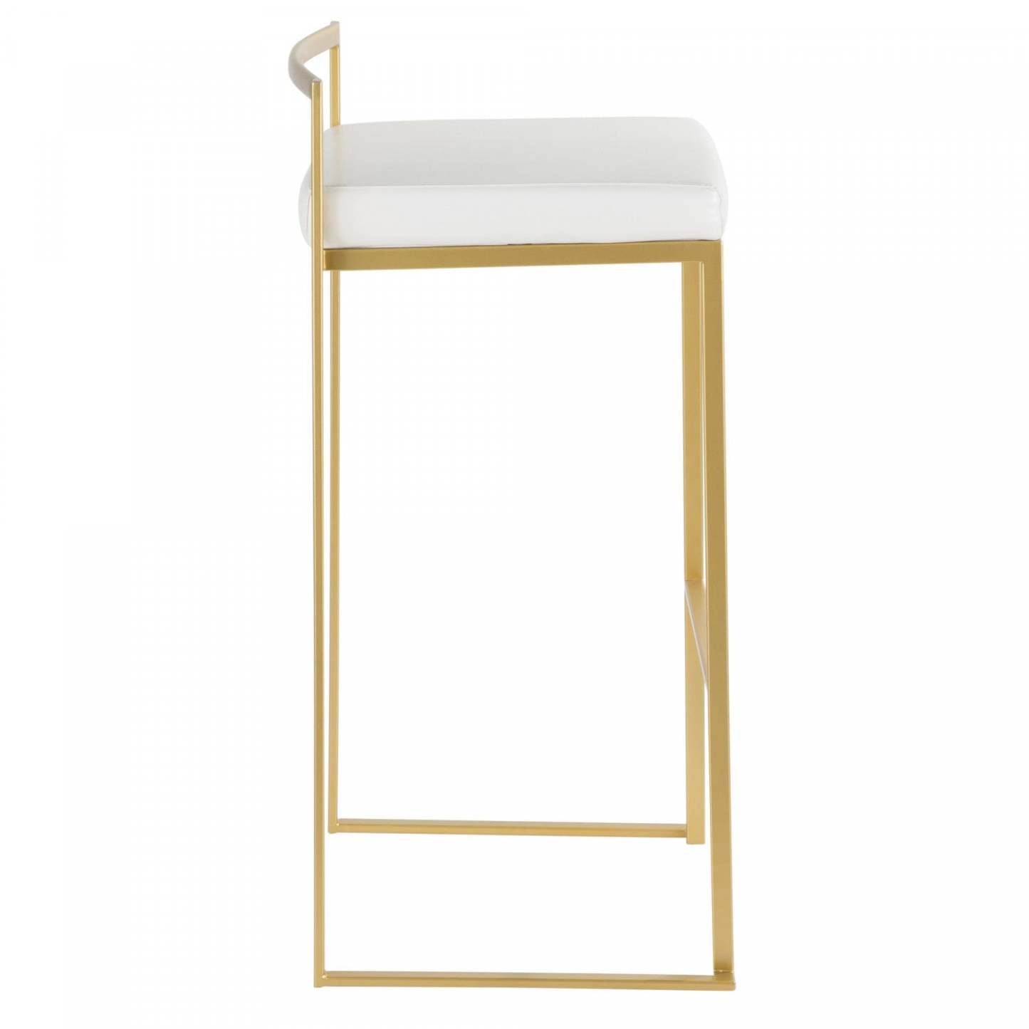 LumiSource Fuji White Faux Leather Contemporary Barstool - Set of 2|Tabouret bar contemporain Fuji en similicuir blanc - ensemble de 2