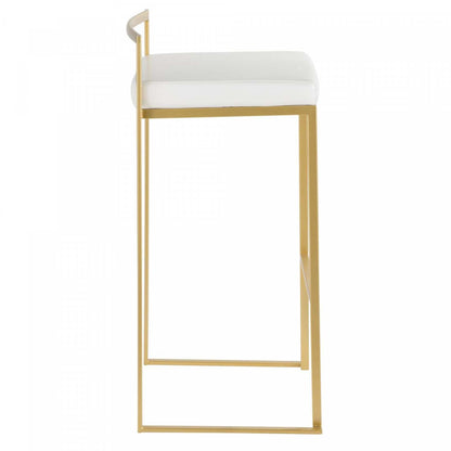 LumiSource Fuji White Faux Leather Contemporary Barstool - Set of 2|Tabouret bar contemporain Fuji en similicuir blanc - ensemble de 2