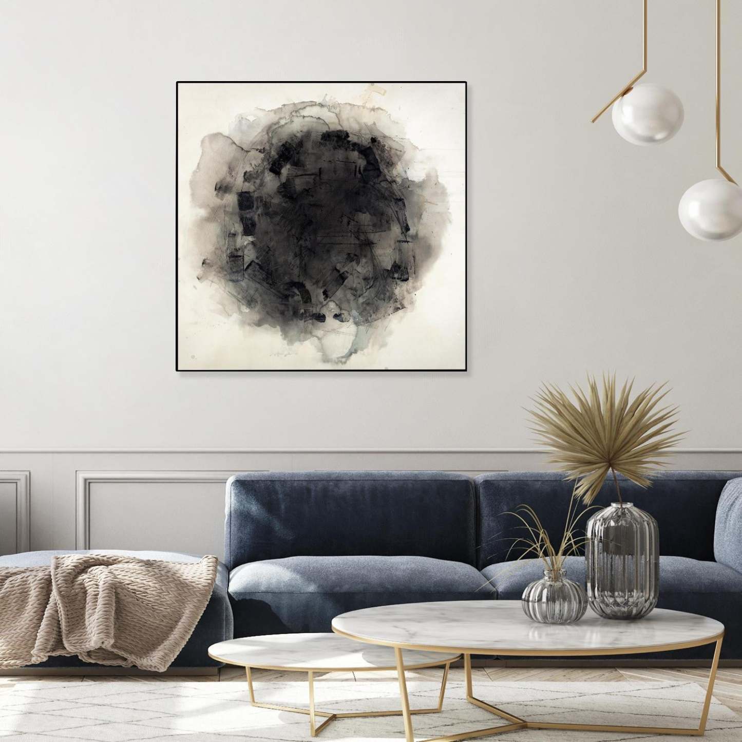 Positives And Negatives I Canvas Framed Black 20x20 Wall Art|Œuvre d’art murale sur toile encadrée noire « Positives And Negatives I » 20 x 20