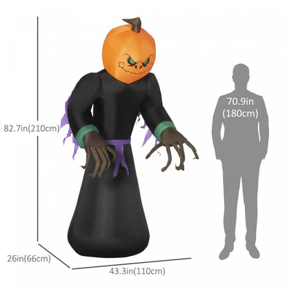 Homcom 7ft Pumpkin Reaper Gonflable Halloween Décoration|Homcom Décoration de Jardin Gonflable avec Lumières LED et Ventilateur