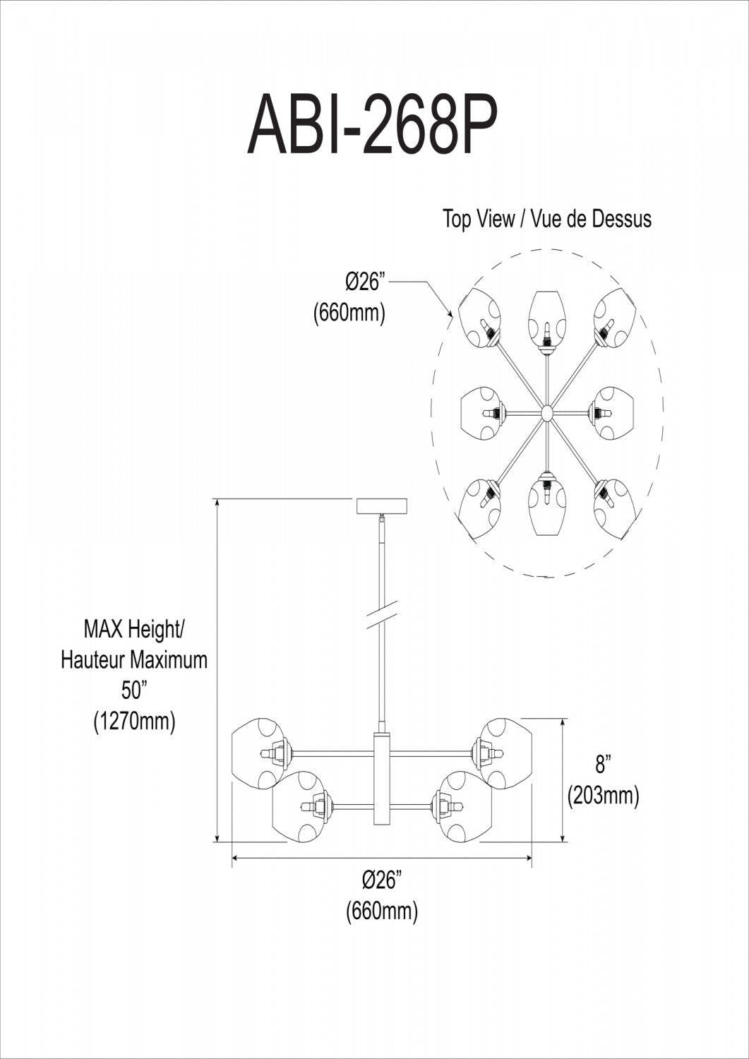 Dainolite Abii 8 Light Chandelier Matte Black Finish Clear Glass Lamp|Lustre Abii de Dainolite en verre transparent, avec fini noir mat et 8 ampoules