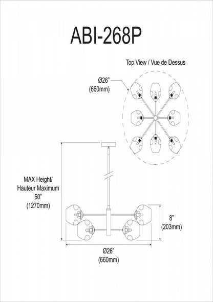 Dainolite Abii 8 Light Chandelier Matte Black Finish Clear Glass Lamp|Lustre Abii de Dainolite en verre transparent, avec fini noir mat et 8 ampoules