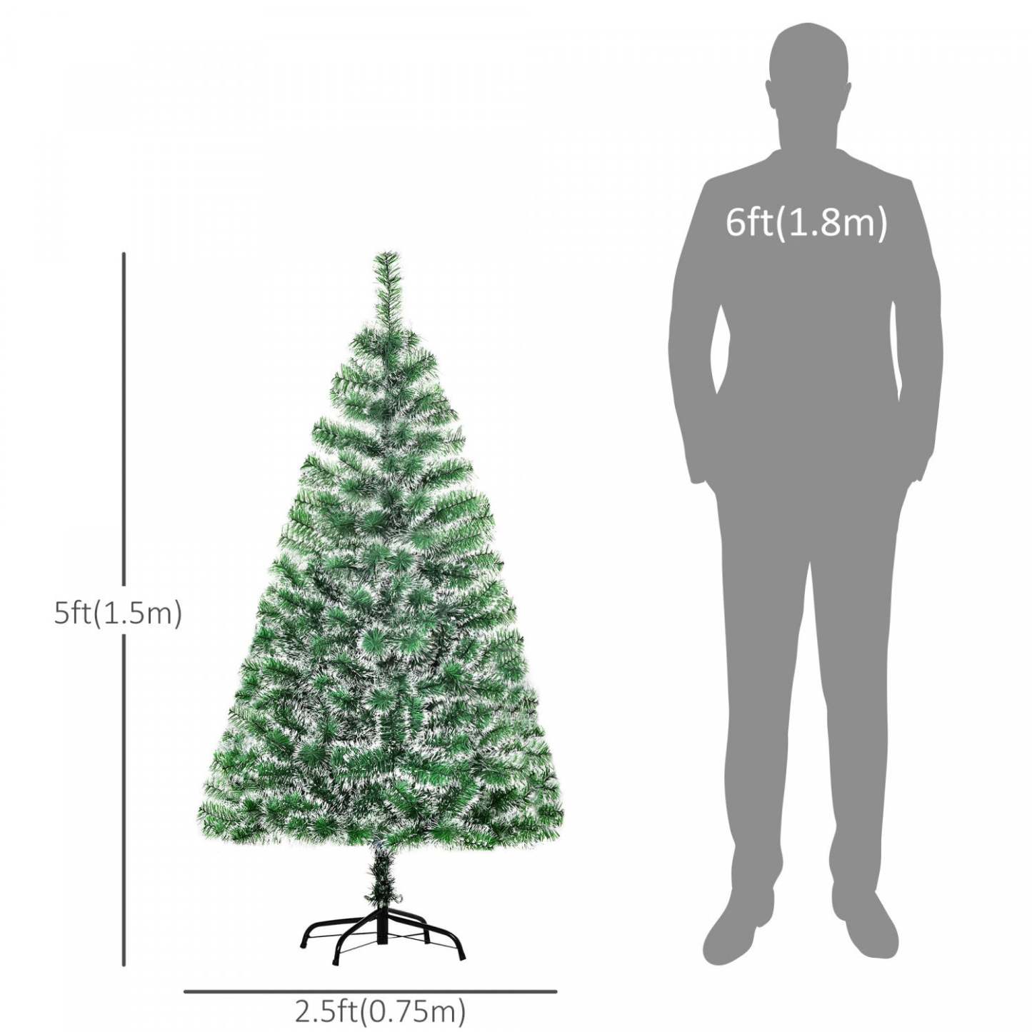 Homcom 5ft Arbre De Noël Artificiel Avec 416 Pointes|Homcom Arbre De Noël Artificiel De 5 Pieds Avec 416 Pointes