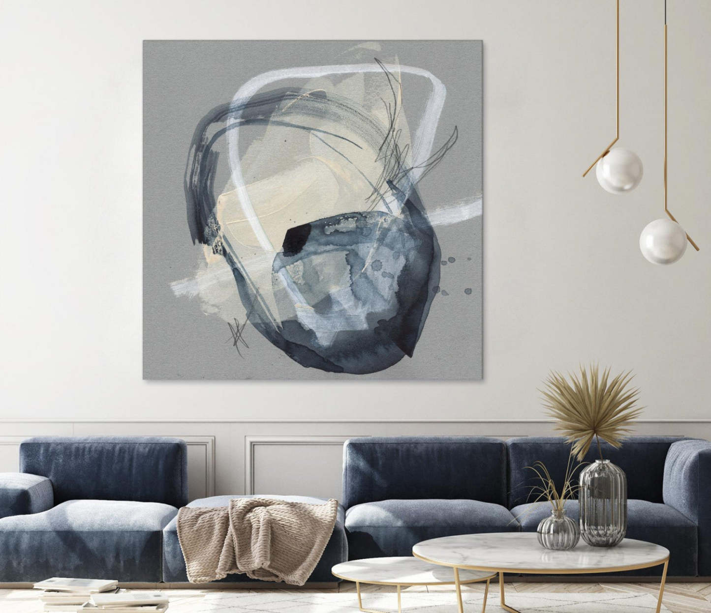 Œuvre d'art murale géante « Tandem Loops I » 54 x 54