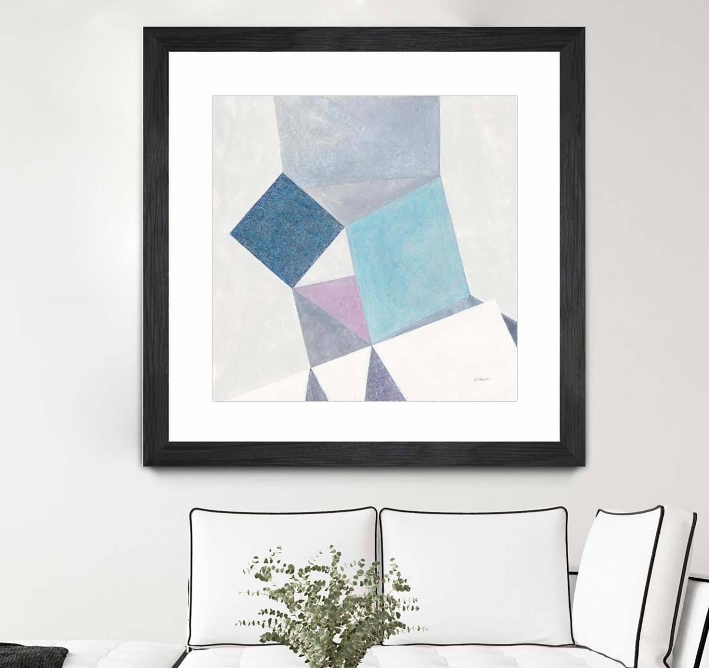 Bay Bridge V1 Matted and Framed Black 36x36 Wall Art|Œuvre d’art murale encadrée noire et mate « Bay Bridge V1 » 36 x 36