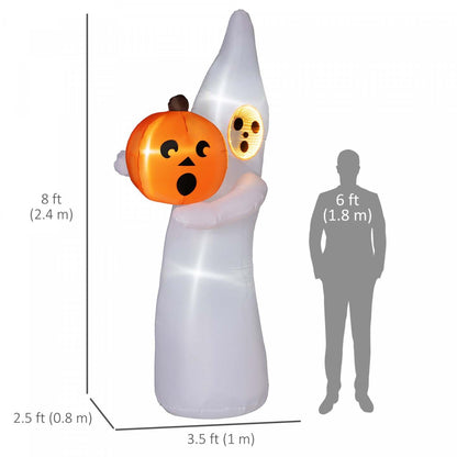 Outsunny 8ft Gonflable Halloween Ghost With Mirror Face, LED Yard Display|Outsunny Fantôme d'Halloween Gonflable de 8 Pi, Affichage de Cour LED