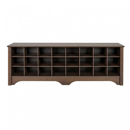 Twenty-Four Pair Shoe Storage Cubby Bench - Espresso|Banc à compartiments de rangement pour 24 paires de chaussures - espresso