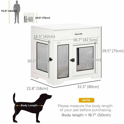 Pawhut 32in Dog Crate Furniture With Cushion, 2 Doors, Dog Kennel End Table With Storage, Indoor Dog|Pawhut 32in Meuble de Cage pour Chien avec Coussin, 2 Portes, Table d'Appoint avec Rangement, Cage d'Intérieur pour Chien