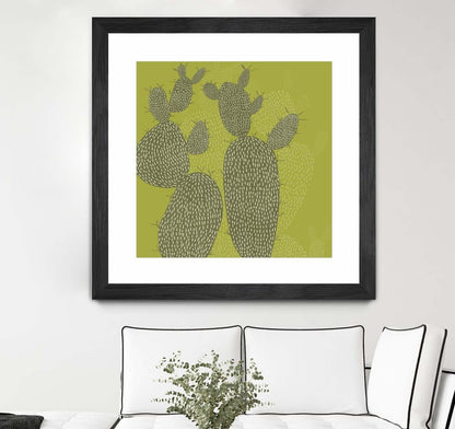 Opuntia I Œuvre d'art murale encadrée noire et mate « Opuntia I » 30 x 30