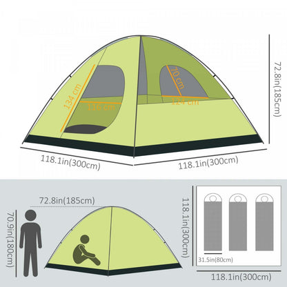Outsunny Tente De Camping Dome Familiale 6 Personnes Avec Double Couche Amovible prévue Pour Randonnee