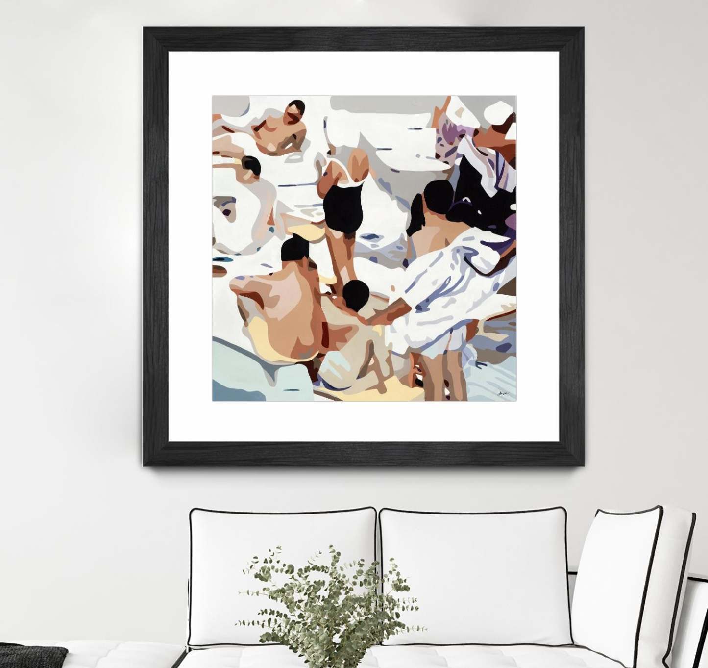 Tammy &amp; Greg's Pool Party Matted and Framed Black 36x36 Wall Art|Œuvre d'art murale imprimée noire et mate « Tammy &amp; Greg's Pool Party » 36 x 36