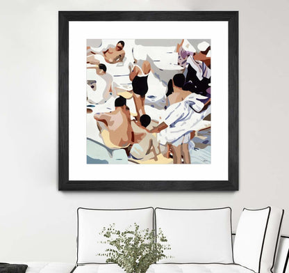 Tammy &amp; Greg's Pool Party Matted and Framed Black 36x36 Wall Art|Œuvre d'art murale imprimée noire et mate « Tammy &amp; Greg's Pool Party » 36 x 36