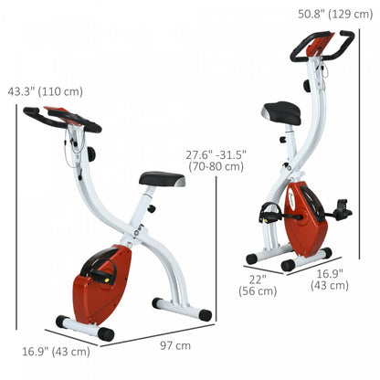 Soozier Velo D'exercice Pliable Avec Resistance A 8 Niveaux Et Roues, Rouge