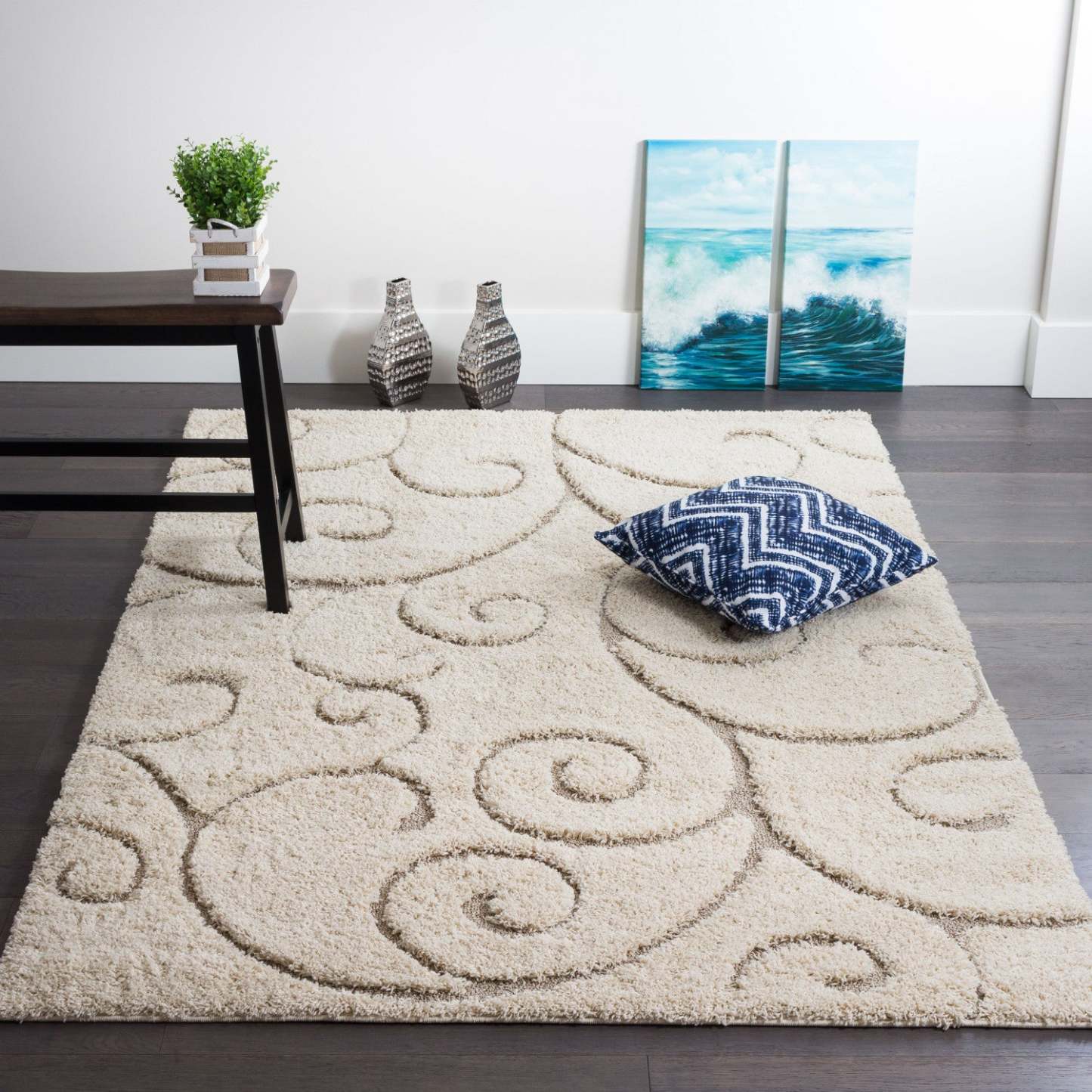 Oakville Cream Curves 3x5 Area Rug|Carpette Oakville Curves crème 3 x 5|D80GUG4P