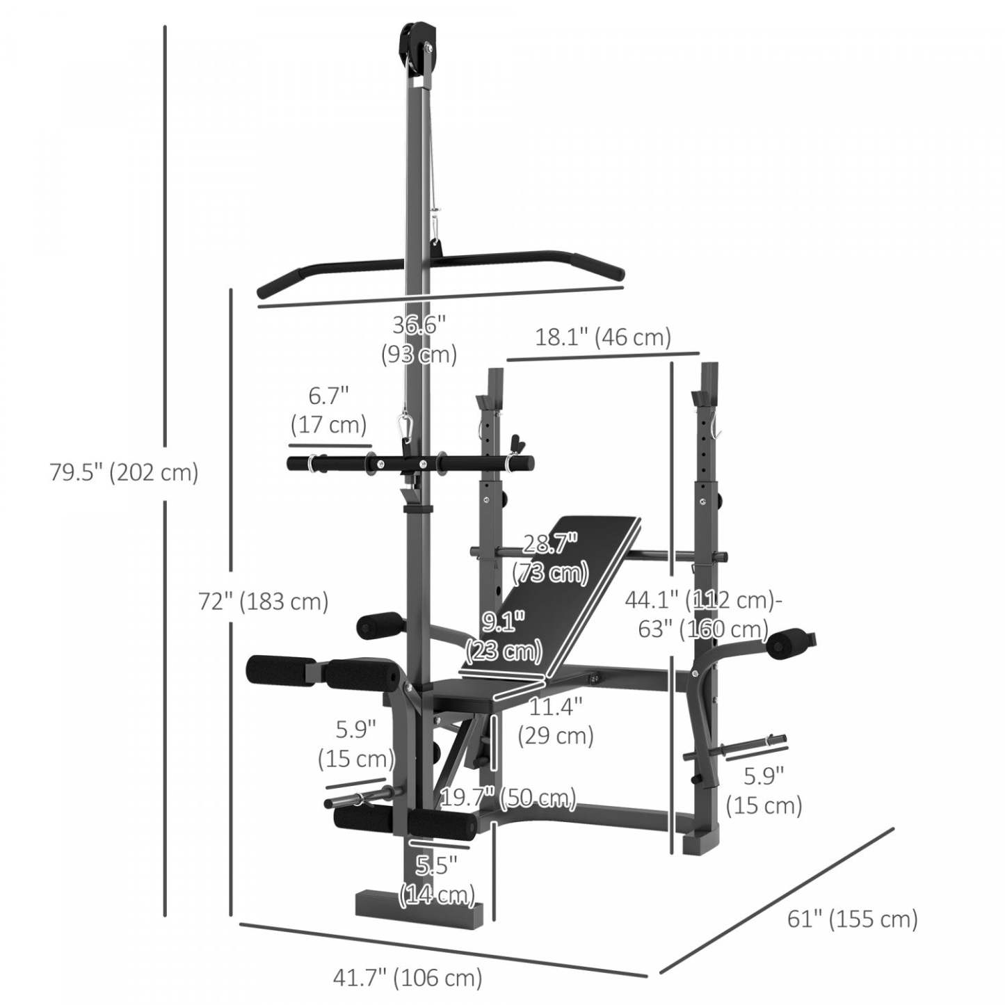 Soozier Banc de musculation multi-exercices incliné ou plat avec support pour développé couché