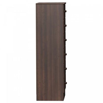 Commode haute Astrid 6 tiroirs - Espresso|Commode verticale haute Astrid à 6 tiroirs - expresso