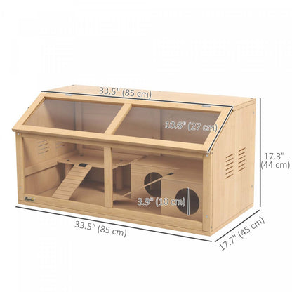 Pawhut Cage En Bois Pour Hamster, 33,5l, Cage Pour Petits Animaux Pour Hamster Nain Syrien, Gerbill