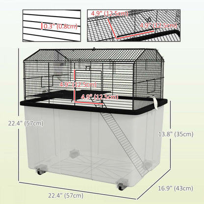 Pawhut Cage Pour Hamster Avec Accessoires, Cage A Rat, Gerbille, Habitat Pour Hamster Nain Avec Fond