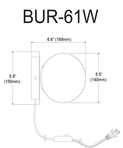 Lampe murale Burlat de Dainolite en verre blanc, avec fini noir mat et 1 ampoule