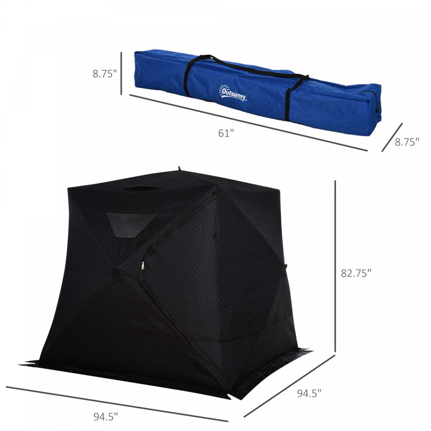 Outsunny Abri De Tente De Pêche Sur Glace Portable Pour 4 Personnes Avec Fenêtres De Ventilation