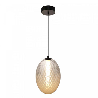 Suspension LED intégrée Celeste 10, blanche avec lampe en verrerie diamant | Suspension A Del Integrees Celeste De 10 po, Blanche Avec Verre Diamante