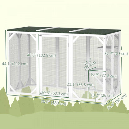 Pawhut Cage Pour Chat D'intérieur Et D'extérieur Pour Chat, Clapier Pour Lapin, Chaton, Niche Avec T