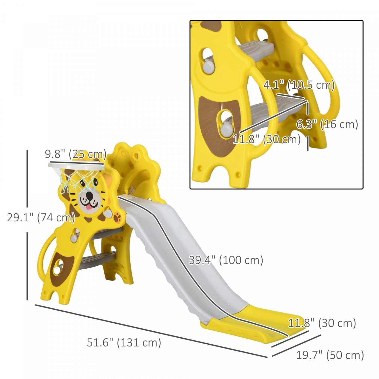 Qaba Toboggan 2 En 1 Pour Intérieur, Toboggan Pour Enfants Facile À Installer Pour Tout-petits De 18-36