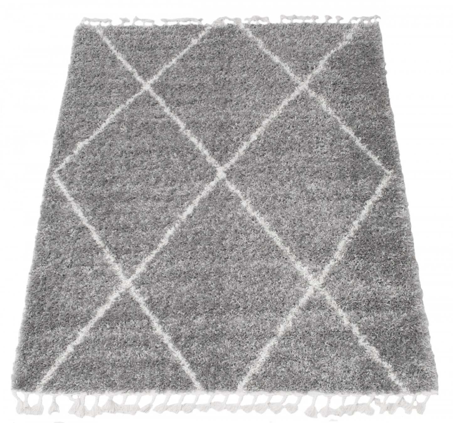 Helma Losange Gris Clair Shag 3'11 X 5'11 Area Rug|Carpette à poil long Helma Losange gris clair 3 pi 11 po x 5 pi 11 po|D86FILQA