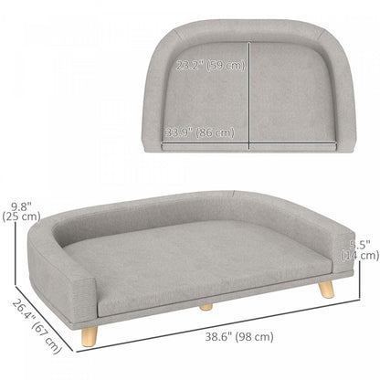Sofa pour chien Pawhut, canapé-lit pour grands chiens, canapé-lit surélevé pour animaux de compagnie avec housse amovible et lavable, patins antidérapants, gris