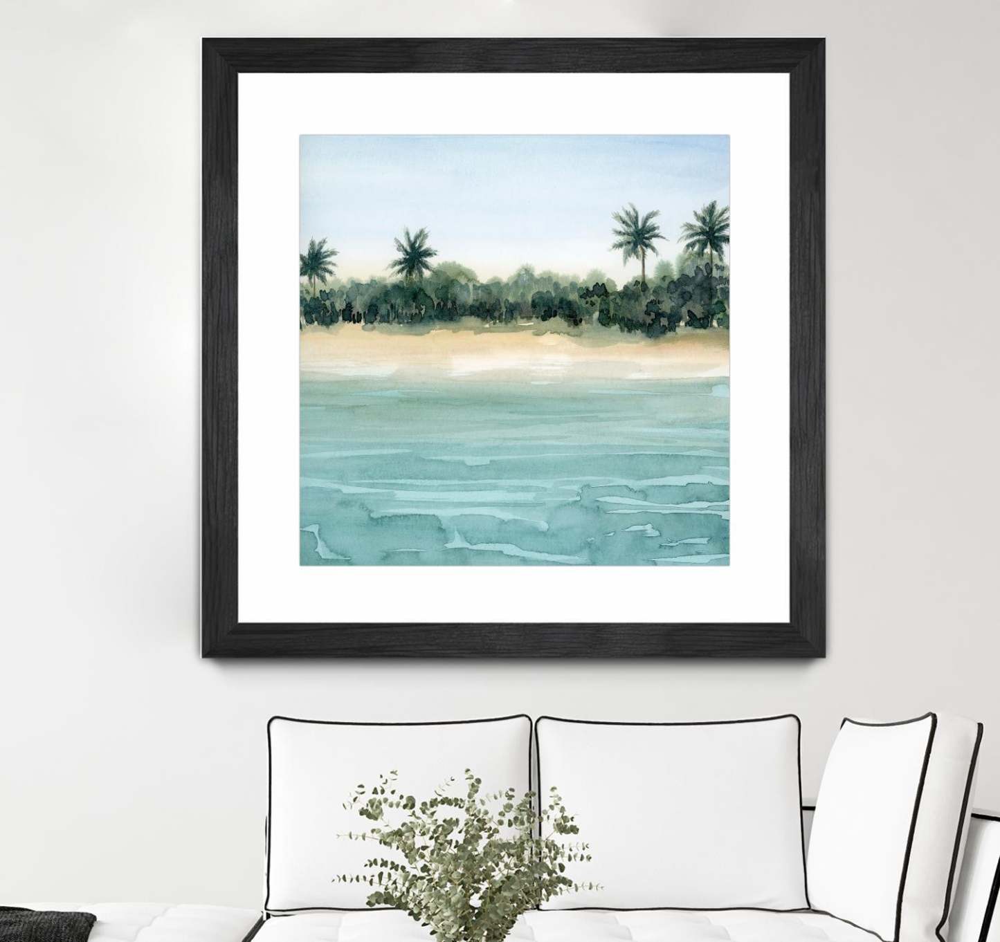 Paradis Ii Matted and Framed Black 36x36 Wall Art|Œuvre d'art murale encadrée noire et mate « Paradis Ii » 36 x 36