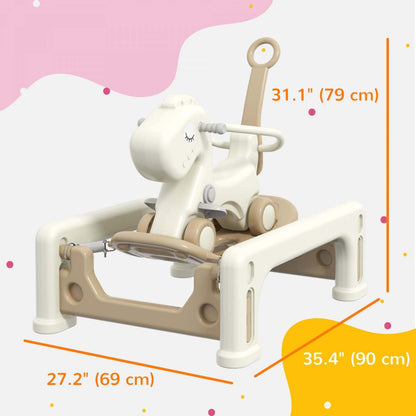 Qaba Cheval A Bascule 5 En 1 Pour Les Tout-petits De 1 A 6 Ans, Jouet Cheval A Bascule A Ressort Avec Bala
