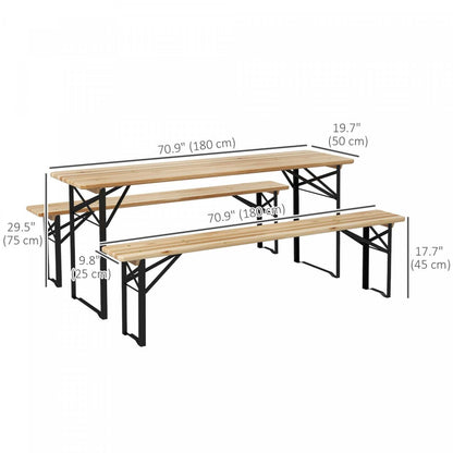 Ensemble de table de pique-nique pliante Outsunny 3 pièces