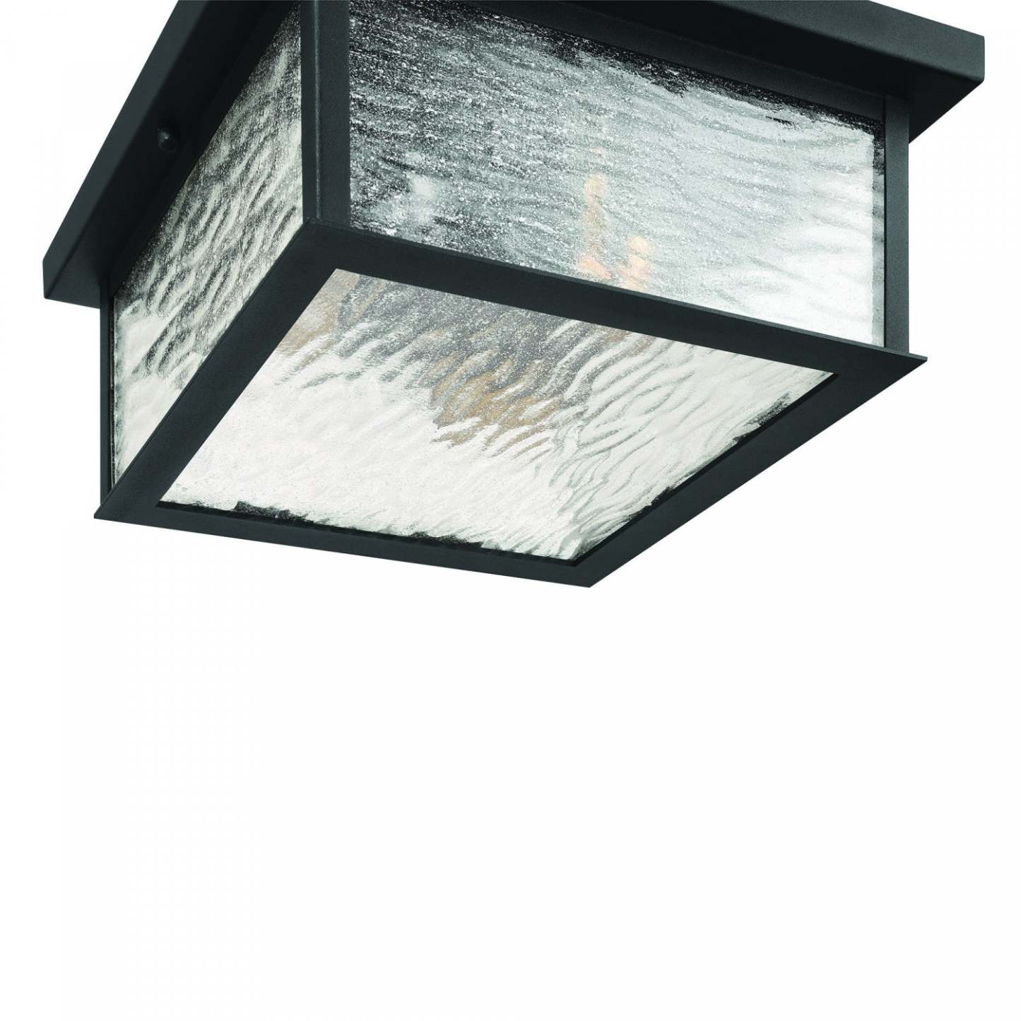Plafonnier extérieur à 3 lumières Estate, noir, laiton avec lampe en verre anti-pluie | Plafonnier Semi-encastre D'exterieur Estate A 3 lampes, Noir Et Laiton Avec Verre A Gouttelettes