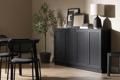 Armoire d'appoint à 2 portes avec tablettes Arum - Chêne noir | Armoire décorative Arum à 2 portes avec tablettes - chêne noir